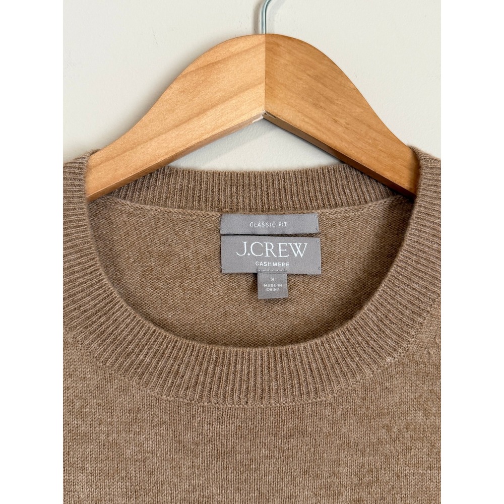 J.Crew 100% Cashmere Sweater Womens Small Tan Classic Fit Crewneck BA400 - Picture 3 of 9